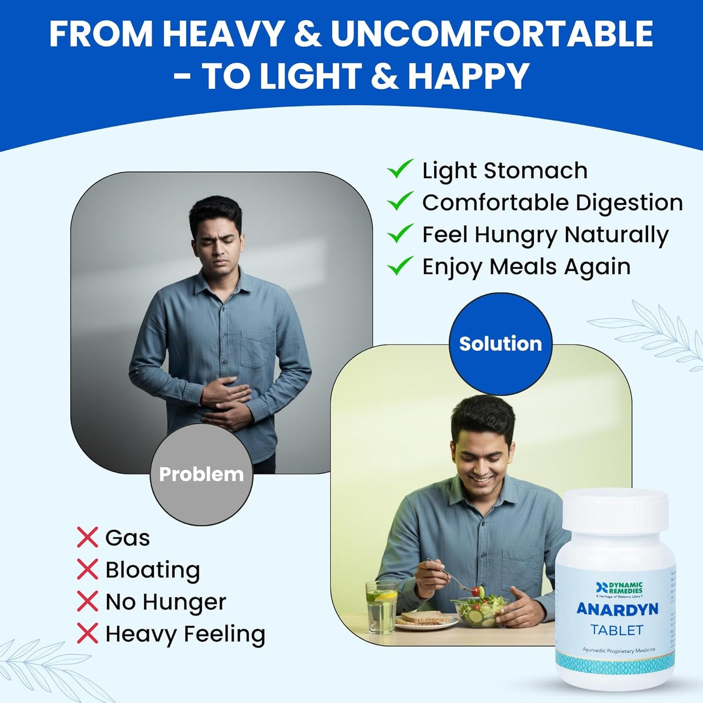 Anardyn Ayurvedic Digestive Tablets for Gas, Acidity, Bloating & Low Appetite | With Shunthi, Anardana & Saunf | Supports Healthy Digestion | 60 Tabs