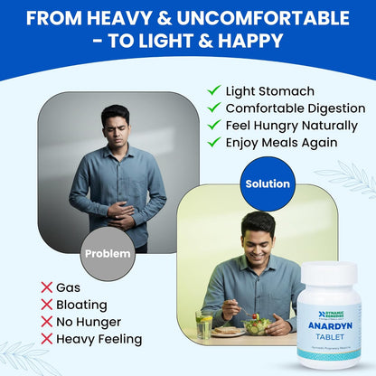 Anardyn Ayurvedic Digestive Tablets for Gas, Acidity, Bloating & Low Appetite | With Shunthi, Anardana & Saunf | Supports Healthy Digestion | 60 Tabs