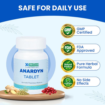 Anardyn Ayurvedic Digestive Tablets for Gas, Acidity, Bloating & Low Appetite | With Shunthi, Anardana & Saunf | Supports Healthy Digestion | 60 Tabs