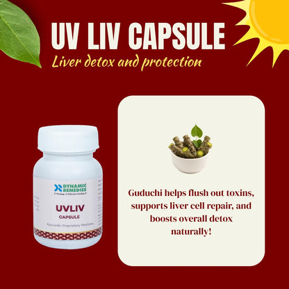 UV Liv Ayurvedic Liver Care Capsules | Supports Liver Function, Digestion & Natural Immunity | With Giloy & Guduchi(60 Cap)