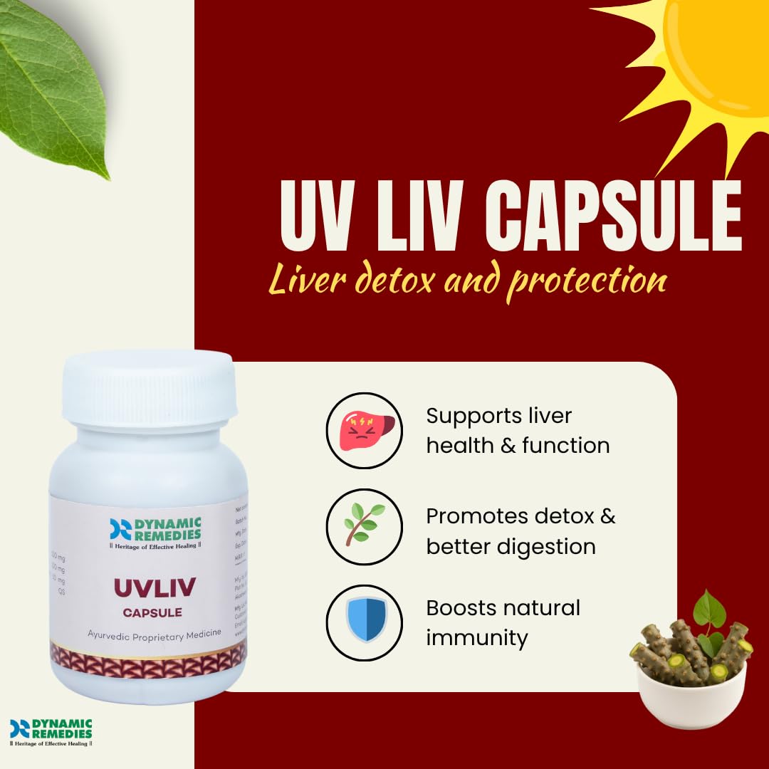 UV Liv Ayurvedic Liver Care Capsules | Supports Liver Function, Digestion & Natural Immunity | With Giloy & Guduchi(60 Cap)