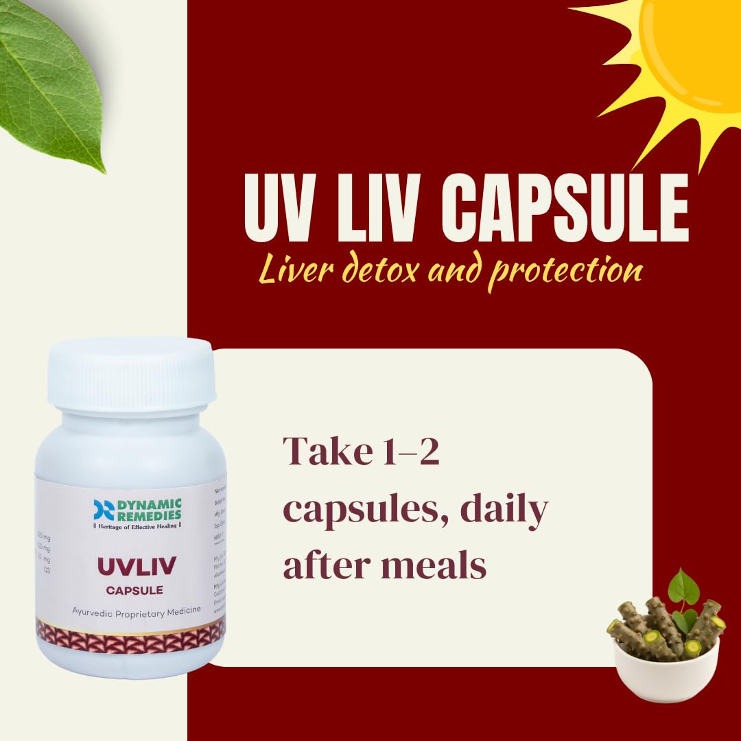 UV Liv Ayurvedic Liver Care Capsules | Supports Liver Function, Digestion & Natural Immunity | With Giloy & Guduchi(60 Cap)