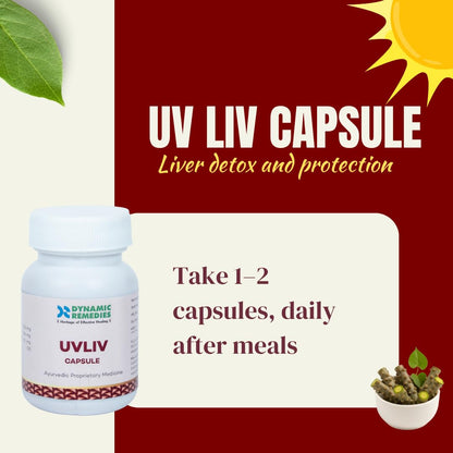 UV Liv Ayurvedic Liver Care Capsules | Supports Liver Function, Digestion & Natural Immunity | With Giloy & Guduchi(60 Cap)