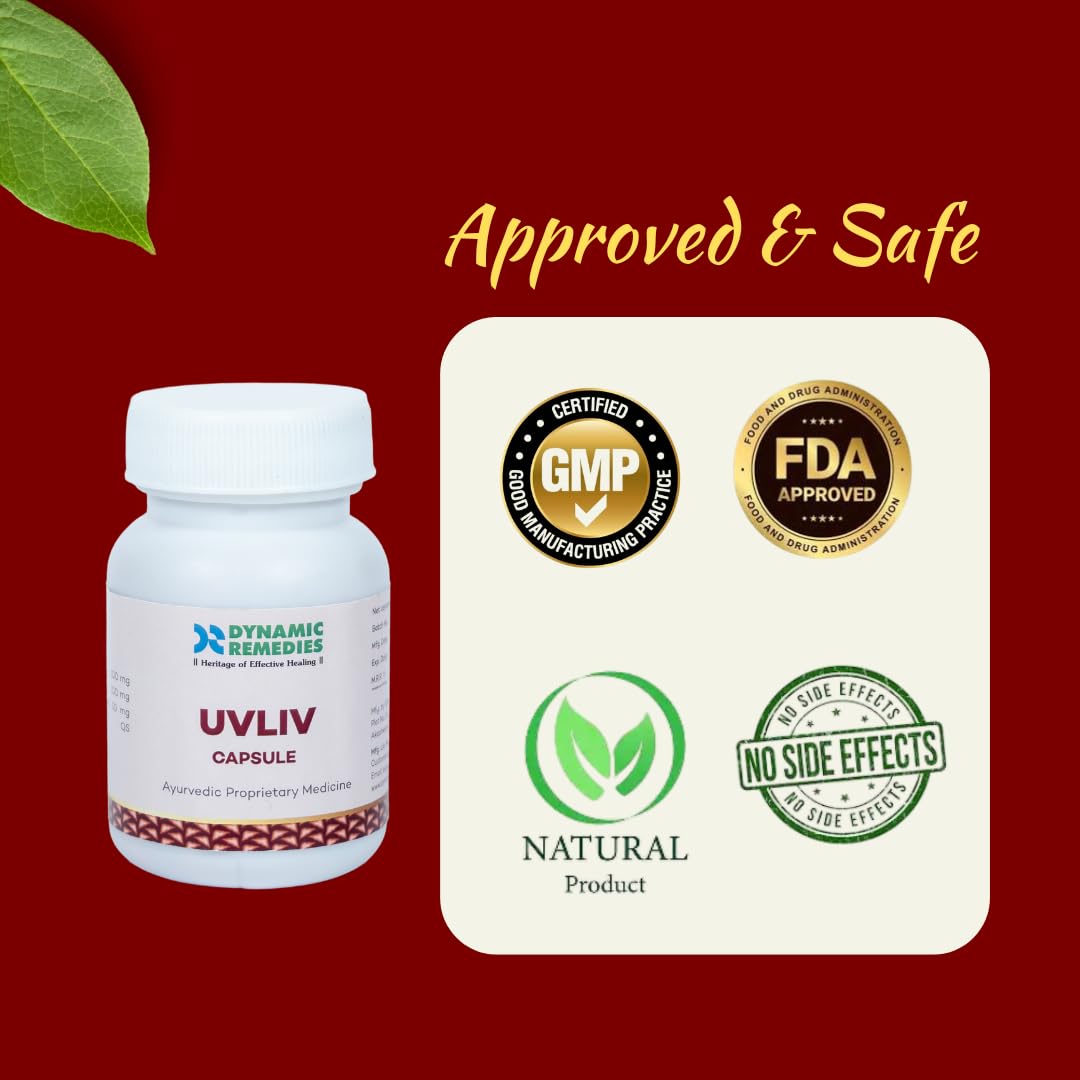 UV Liv Ayurvedic Liver Care Capsules | Supports Liver Function, Digestion & Natural Immunity | With Giloy & Guduchi(60 Cap)
