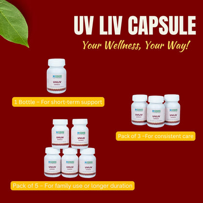 UV Liv Ayurvedic Liver Care Capsules | Supports Liver Function, Digestion & Natural Immunity | With Giloy & Guduchi(60 Cap)