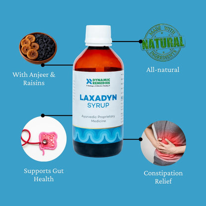 Laxadyn Syrup for Constipation & Irregular Bowel With Anjir & Black Raisin | Supports Digestion, Gut Health & Natural Bowel Movement | 200ml