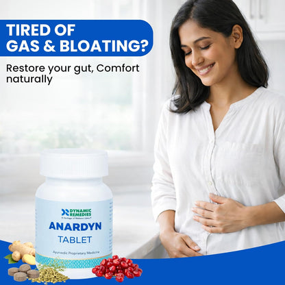 Anardyn Ayurvedic Digestive Tablets for Gas, Acidity, Bloating & Low Appetite | With Shunthi, Anardana & Saunf | Supports Healthy Digestion | 60 Tabs