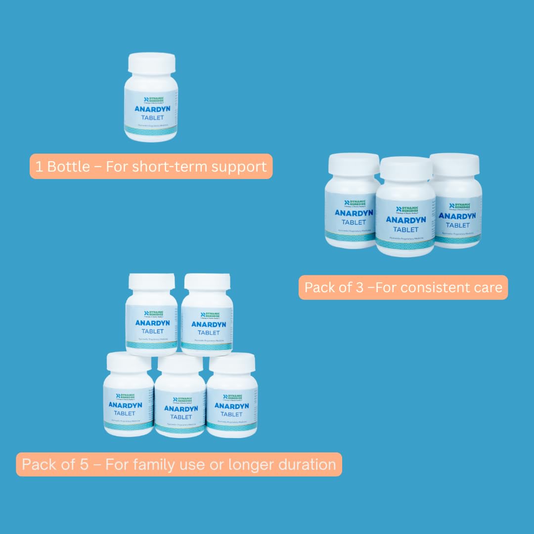 Anardyn Ayurvedic Digestive Tablets for Gas, Acidity, Bloating & Low Appetite | With Shunthi, Anardana & Saunf | Supports Healthy Digestion | 60 Tabs