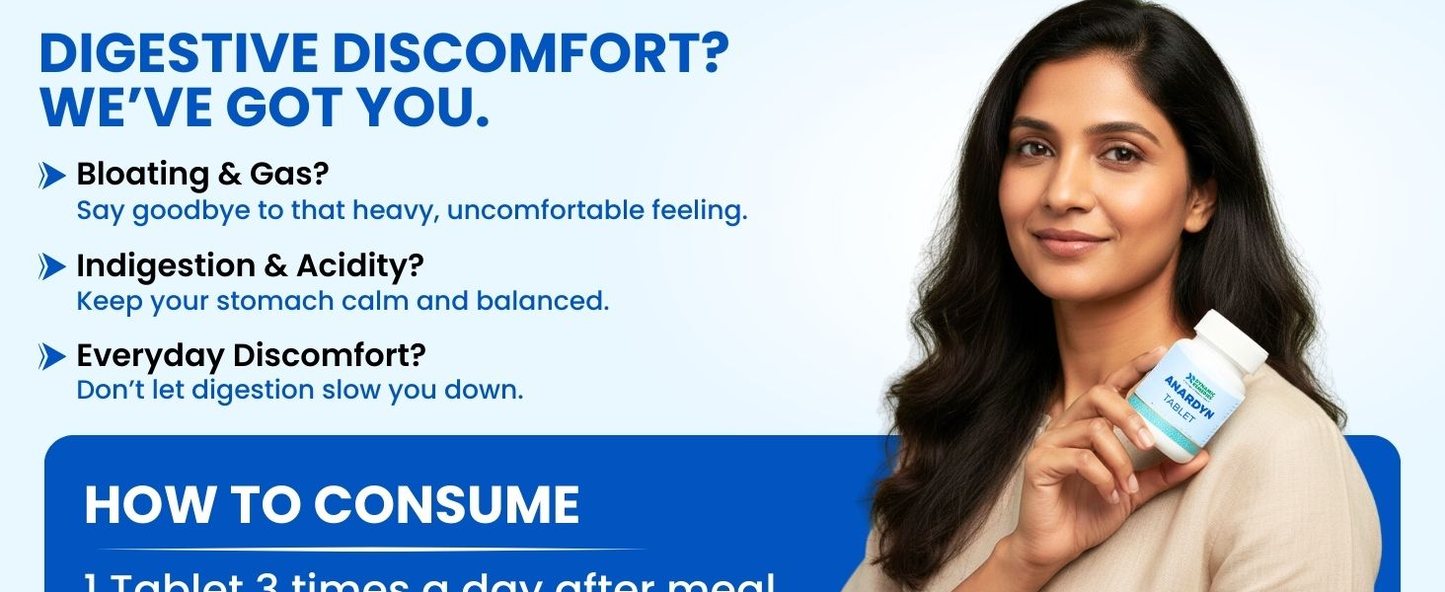 Anardyn Ayurvedic Digestive Tablets for Gas, Acidity, Bloating & Low Appetite | With Shunthi, Anardana & Saunf | Supports Healthy Digestion | 60 Tabs