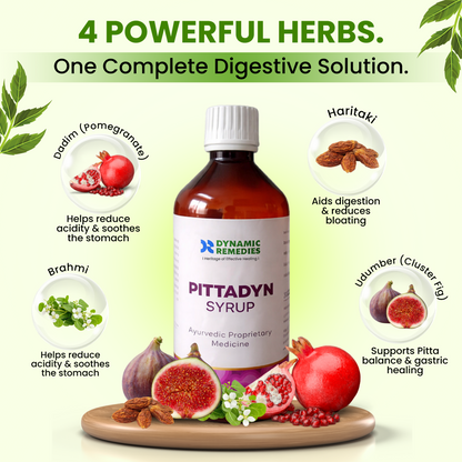 Pittadyn Syrup is Ayurvedic Digestive & Pitta Balance Support With Dadim, Brahmi, Haritaki & Udumber | 450 ml From the House of Madhavbaug